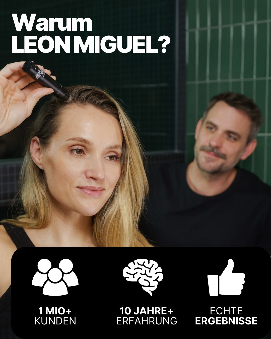 Anwendung des Hair Growth Activators auf der Kopfhaut zur Aktivierung der Haarwurzeln und Unterstützung des Haarwachstums