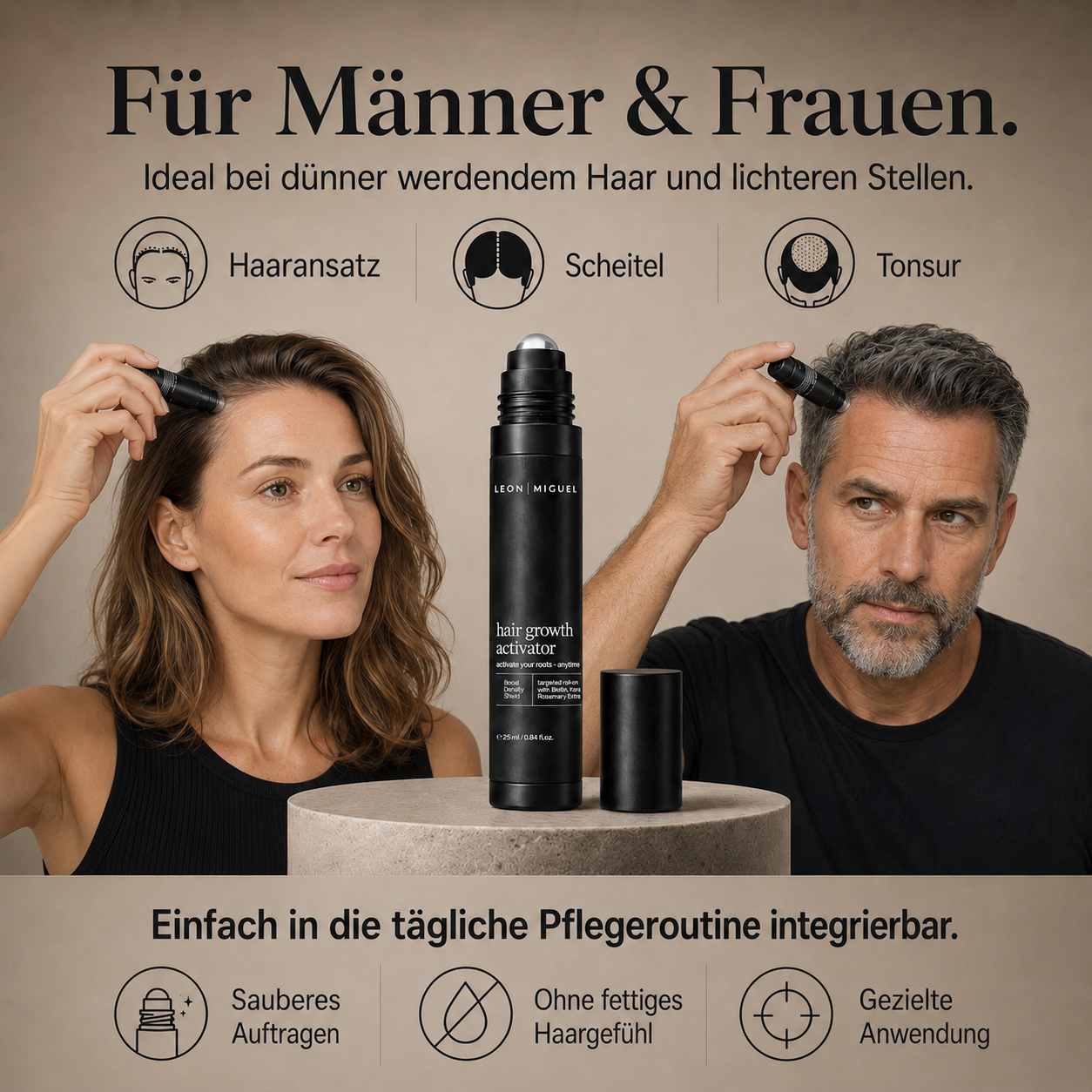 LEON MIGUEL Hair Growth Activator mit Biotin und Rosmarin für gepflegte Kopfhaut und kräftigeres Haar