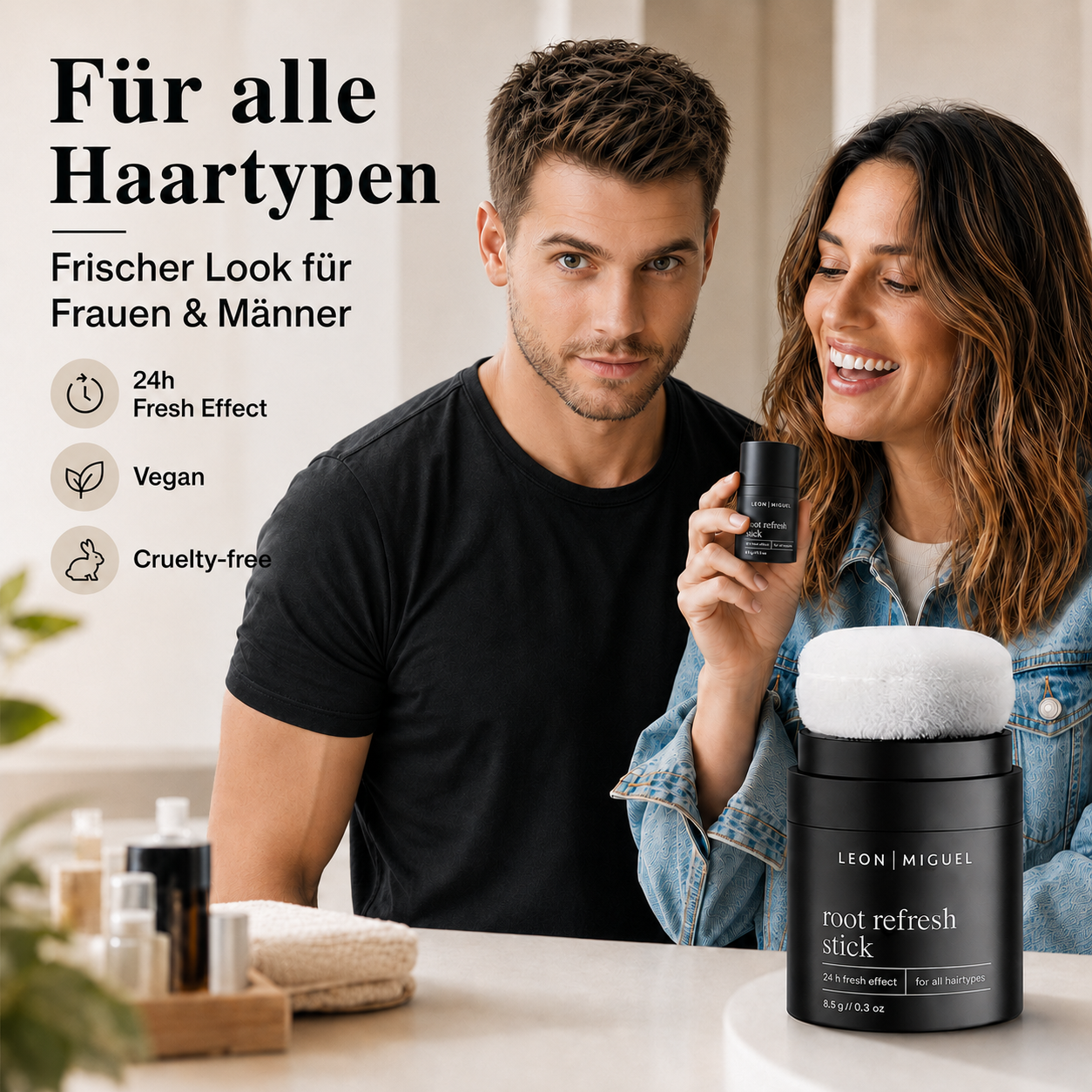 LEON MIGUEL Root Refresh Stick für Frauen und Männer geeignet für alle Haartypen mit 24h Fresh Effect